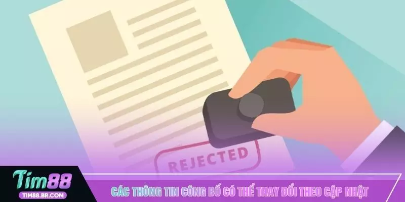 Các thông tin công bố có thể thay đổi theo cập nhật